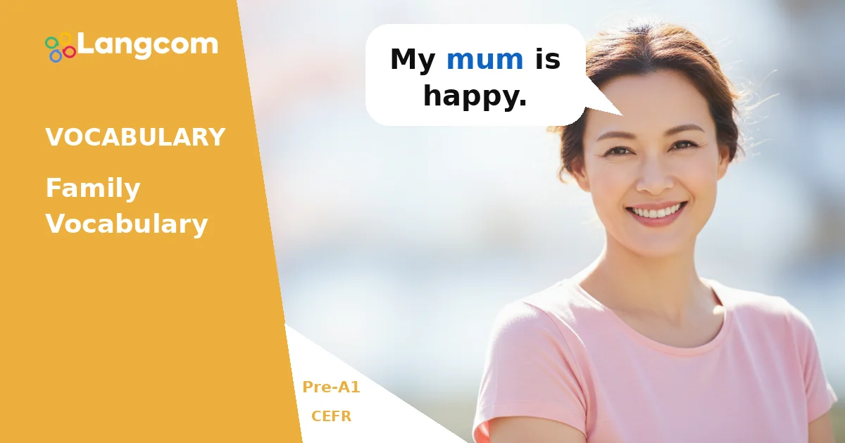 Learn Basic Family Words in English (Pre-A1 Vocabulary) Learn Basic Family Words in English (Pre-A1 Vocabulary) — Pre-A1 English vocabulary lesson by Langcom