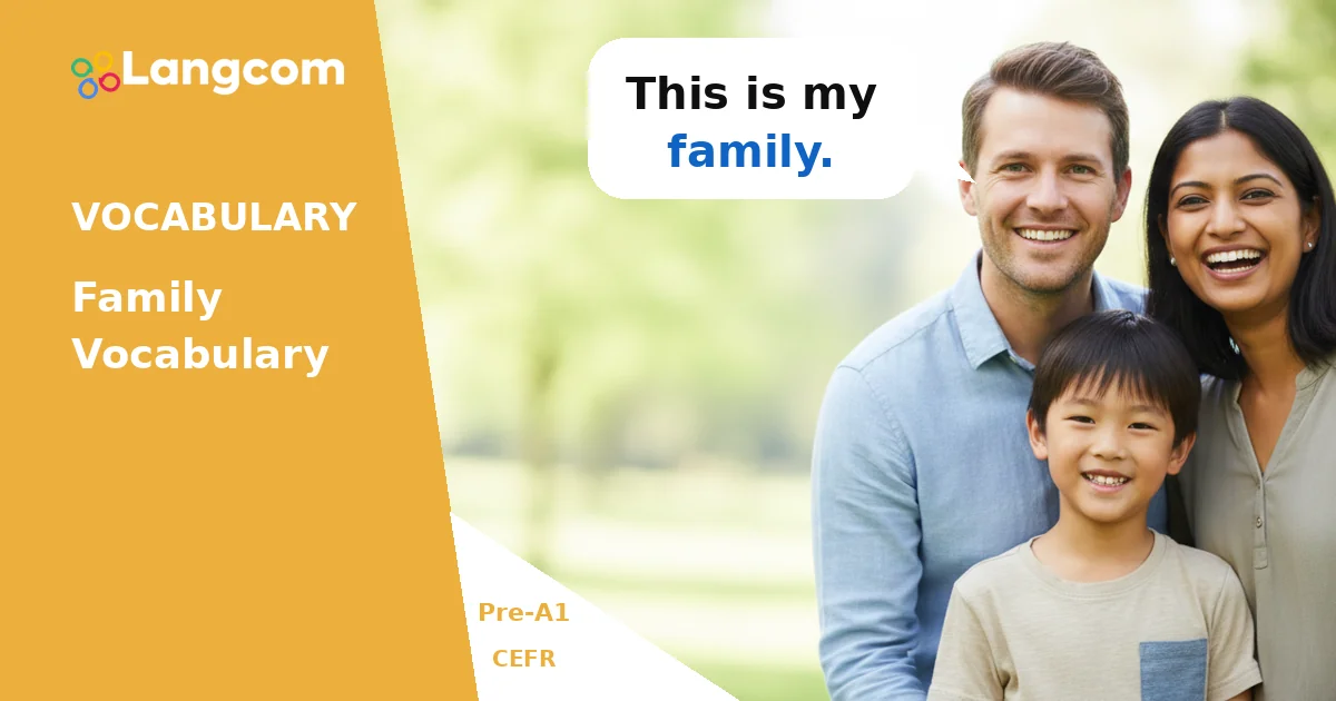 Learn Basic Family English Words (Pre-A1 Vocabulary) Learn Basic Family English Words (Pre-A1 Vocabulary) — Pre-A1 English vocabulary lesson by Langcom