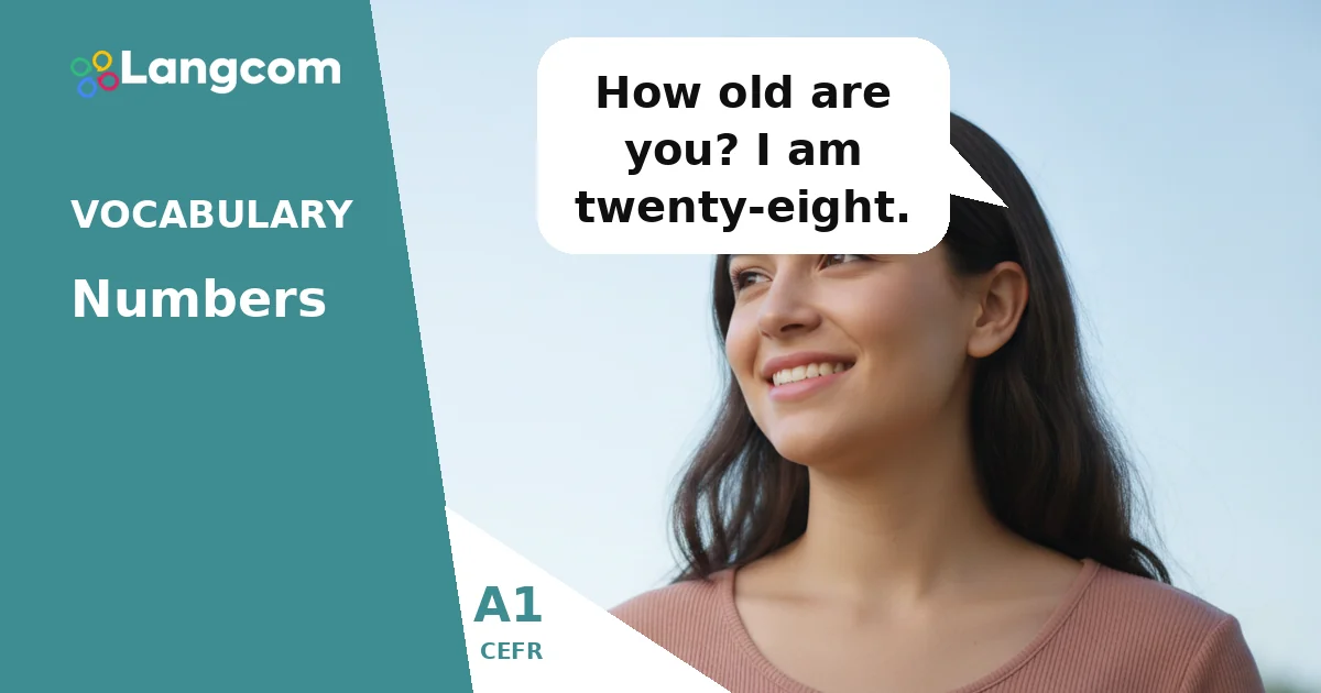 英語 A1：年齢の聞き方・言い方（数字と「to be」） — LangcomによるA1レベルの英語語彙レッスン